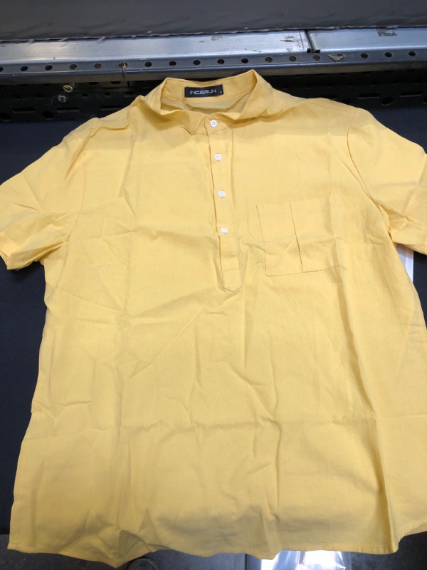 Photo 1 of MENS YWLLOW BUTTON HALF SHIRT MEDIUM