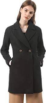 Photo 1 of Allegra K Women's Notched Lapel Double Breasted Raglan Winter Coats, Small
