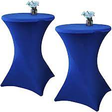 Photo 1 of 2 Pack 24x43 Inch Royal Blue Cocktail Tablecloth Spandex Round Fitted Table Cover for Wedding Banquet Event Party
