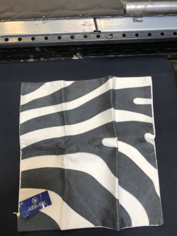 Photo 2 of Aitliving Decorative Pillowcase Zebra Stripe Dark Gray and White Embroidered Decorative Throw Pillow Cover 1pc Grey Black 17x17 inch Animal Stripes 43x43cm
