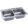 Photo 1 of Drop-In Stainless Steel 33 in. 4-Hole Double Bowl Kitchen Sink
