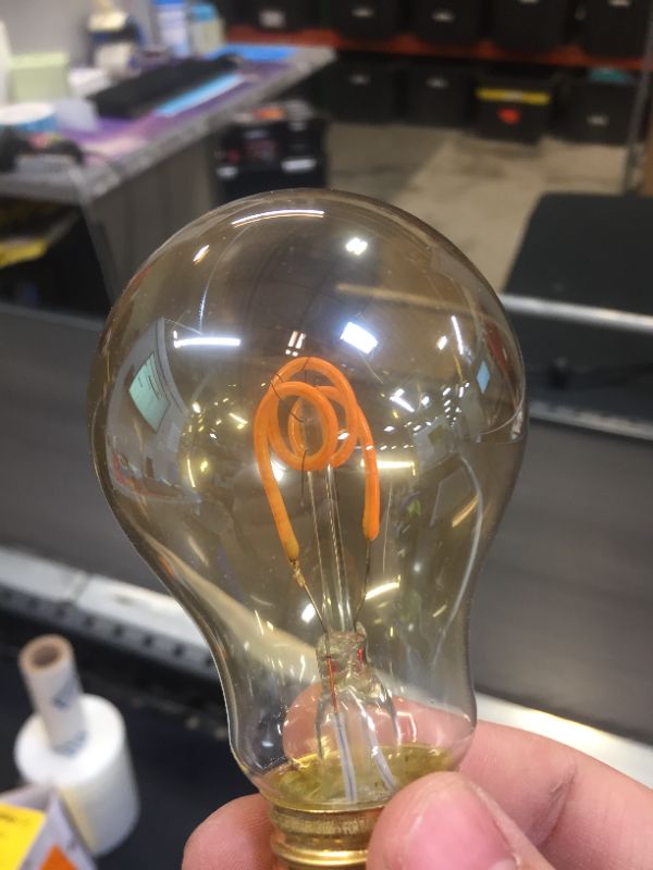 Photo 3 of 40-Watt Equivalent A19 Dimmable H Shape Filament Amber Glass E26 Vintage Edison LED Light Bulb, Warm White
