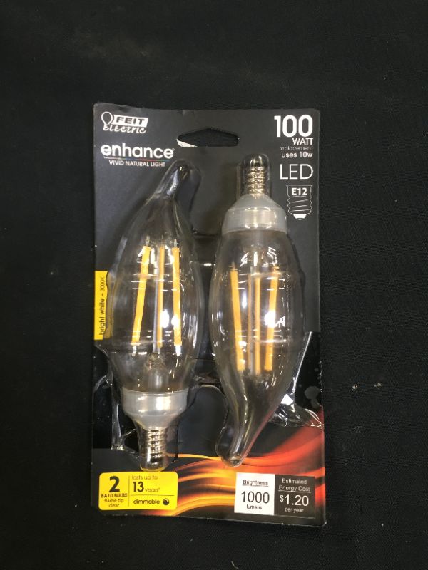 Photo 2 of 100-Watt Equivalent BA10 E12 Candelabra Dimmable Filament CEC Clear Chandelier LED Light Bulb, Daylight 5000K (2-Pack)
