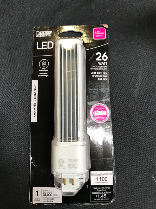 Photo 3 of 26-Watt Equivalent PL Horizontal CFLNI 4-Pin Plug-in GX24Q-3 Base CFL Replacement LED Light Bulb, Cool White 4100K
