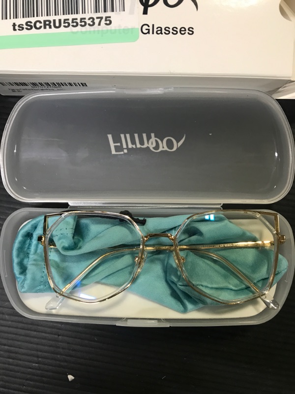 Photo 1 of Firmoo Cat Eye Blue Light Blocking Glasses Women, Anti Eye Strain Anti Glare Clear Computer Glasses for Digital Screens with UV Protection Clear Gold 0.0 x