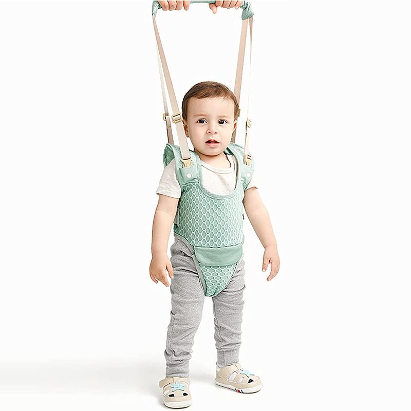 Photo 1 of Baby Walking Harness, Baby Sit to Stand Learning Helper Mesh Breathable Adjustable with Detachable Crotch Safety Hand-held Assistant Lifting & Pulling for Toddlers Infant Kids (Green)
