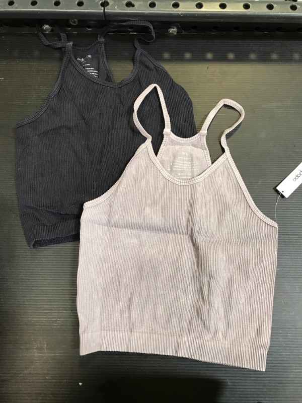Photo 1 of 2 Pack Ribbed cami Tops Gray/Black M/L