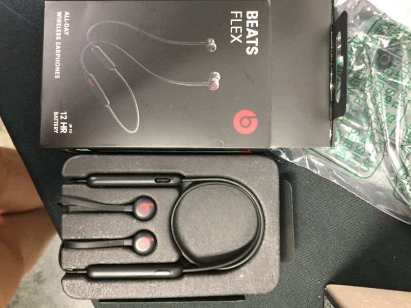 Photo 2 of Beats Flex Wireless Earbuds – Apple W1 Headphone Chip, Magnetic Earphones, Class 1 Bluetooth, 12 Hours of Listening Time, Built-in Microphone - Black
