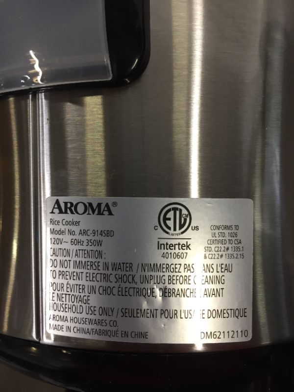 Photo 1 of Aroma Housewares ARC-914SBD Digital Cool-Touch Rice Grain Cooker and Food Steamer, Stainless, Silver, 4-Cup (Uncooked) / 8-Cup (Cooked)
