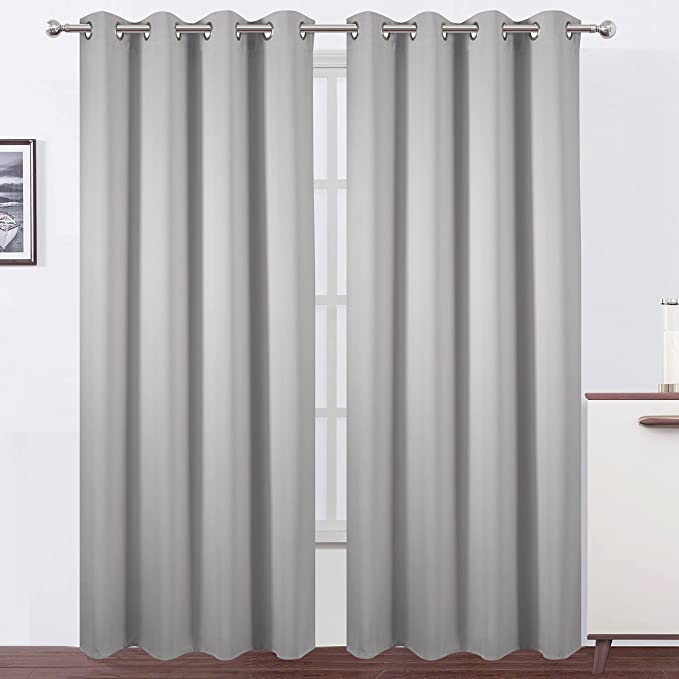 Photo 1 of  Blackout Curtains 52 x 84 inch/Light Grey Curtains Set of 2 Panels/Thermal Insulated Room Darkening Bedroom Curtains