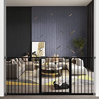 Photo 1 of ALLAIBB Walk Through Baby Gate Auto Close Tension Black Metal Child Pet Safety Gates with Pressure Mount for Stairs,Doorways and Kitchen (Black, 70.87"-73.62"). Scratches and Scuffs on Item, Missing Hardware, Hardware Loose in Box. Box Packaging Damaged, 