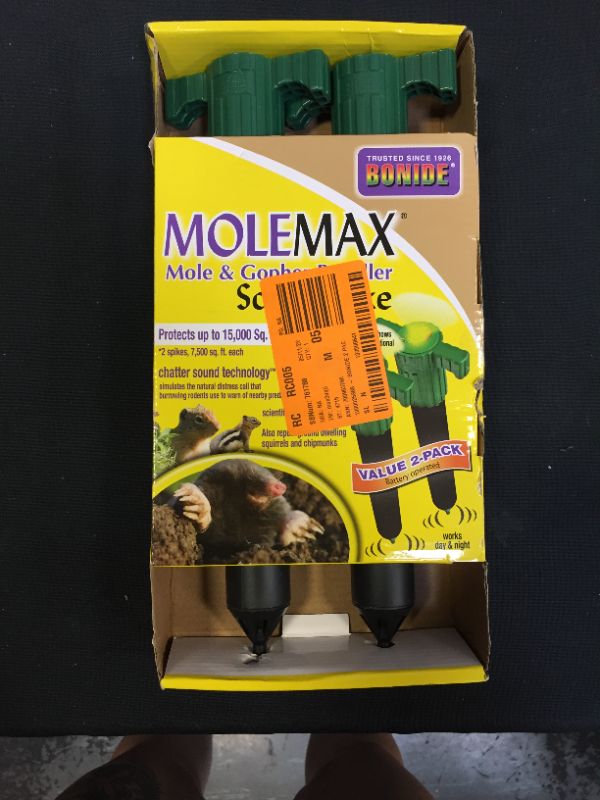 Photo 2 of 2pk Bonide Molemax Mole & Gopher Repeller Sonic Spikes Battery Operated
