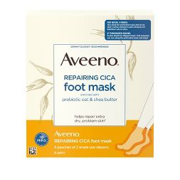 Photo 1 of Aveeno Repairing Cica FOOT Mask With Prebiotic Oat and Shea Butter, 6 Count
