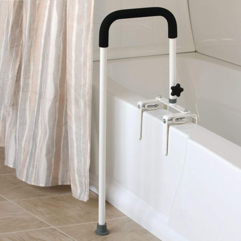 Photo 1 of Sammons Preston Floor to Tub Bath Rail, Curved Grab Bar with 200 lbs Capacity for Shower or Bathtub, Rail Clamps and Tightens to Tub Wall, Fits Most Modern Bathtubs, 34" from Floor to Tub
