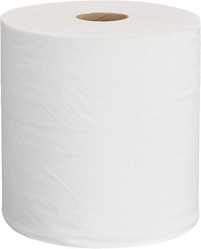 Photo 1 of AmazonCommercial 1-Ply White Hardwound Paper Towels|Bulk for Business|High Capacity Roll|Compatible with Universal Dispensers|FSC Certified|800 Feet per Roll (6 Rolls)
