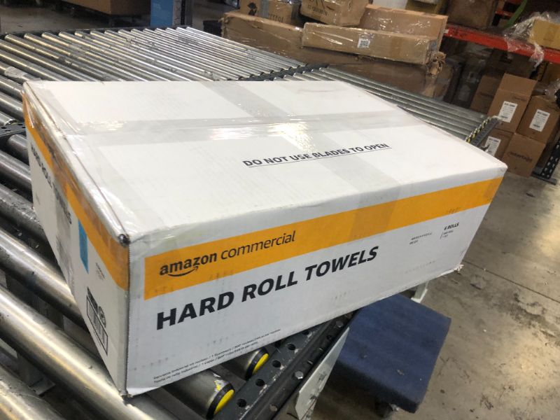 Photo 3 of AmazonCommercial 1-Ply White Hardwound Paper Towels|Bulk for Business|High Capacity Roll|Compatible with Universal Dispensers|FSC Certified|800 Feet per Roll (6 Rolls)
