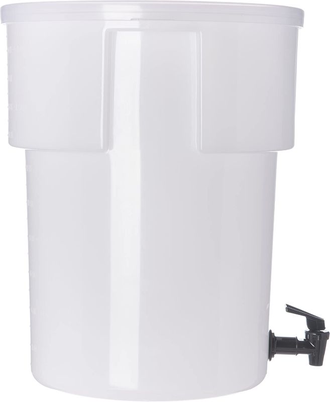 Photo 1 of 221002 Polyethylene Round Beverage Dispenser, 5 Gallon Capacity, White