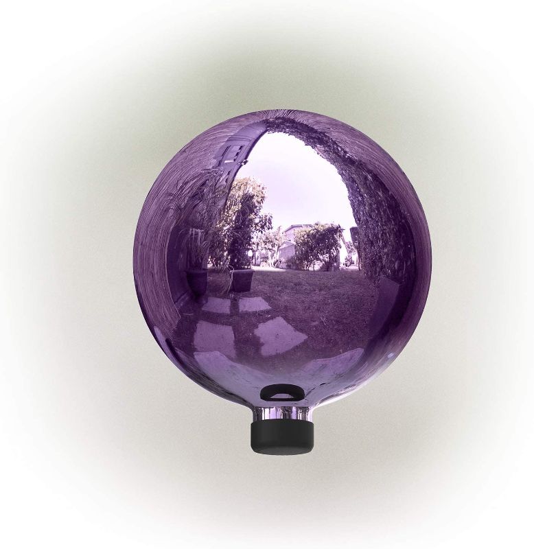 Photo 1 of Alpine Corporation 10" Indoor/Outdoor Glass Gazing Globe Festive Yard Décor, Purple
