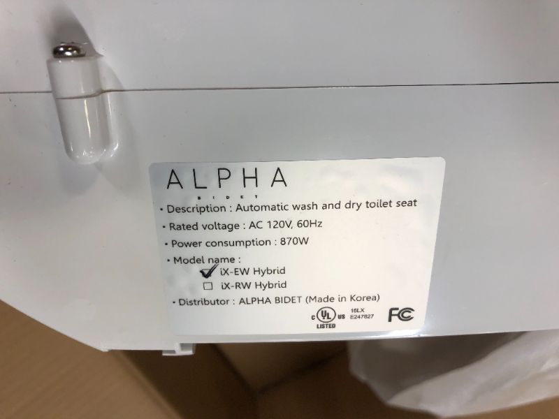 Photo 5 of ALPHA BIDET iX Hybrid Bidet Toilet Seat in Elongated White | Endless Warm Water | Stainless Steel Nozzle | 4 Wash Functions | LED Nightlight | Warm Air Dryer | Wireless Remote | Oscillation and Pulse
