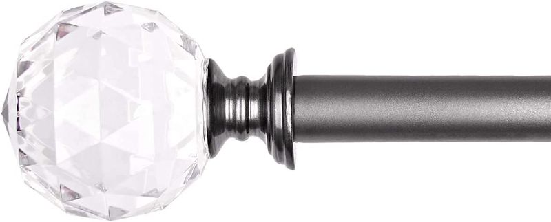 Photo 1 of 3/4" Acrylic Ball Finials Curtain Rod Set?Window Treatment Single Curtain Rod?66 to 120 Inch?Pewter
