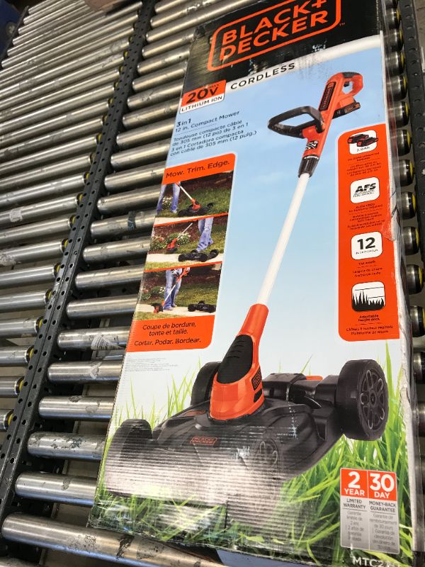 Photo 1 of Black & Decker MTC220 Max Cordless Lithium-Ion 3-in-1 Trimmer/Edger & Mower, Orange/ Black