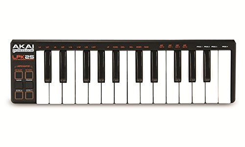 Photo 1 of Akai Professional LPK25 25-Key Ultra-Portable USB MIDI Keyboard Controller for Laptops----Item Dimensions 3.8 x 13.4 x 1.1 inches

