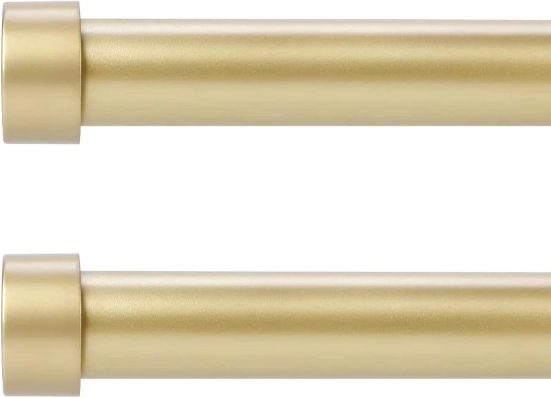 Photo 1 of 2 Pack Gold Rods for Window 48-84 inch, Adjustable Single Window Curtain Rods With End Cap Design Finials,Drapery Rods of Window Treatment,1 inch Diameter