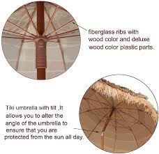 Photo 1 of AMMSUN 7.5ft Hula Thatched Tiki Umbrella Hawaiian Style Beach Patio Umbrella and 10 Ribs UPF 50+ with Tilt Carry Bag for Outdoor Tiki Bar, Tropical Palapa, Patio Garden Beach Pool Backyard Natural Color
