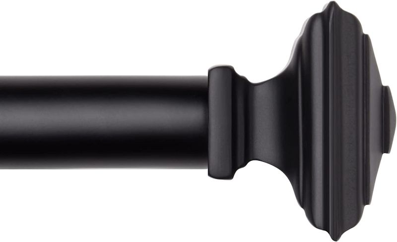 Photo 1 of Black Curtain Rod-EUPLAR 1 Inch Long Curtain Rod with Decorative Square Finials, 72-144 Inch Adjustable Window Curtain Rods for Living Room,Kitchen
