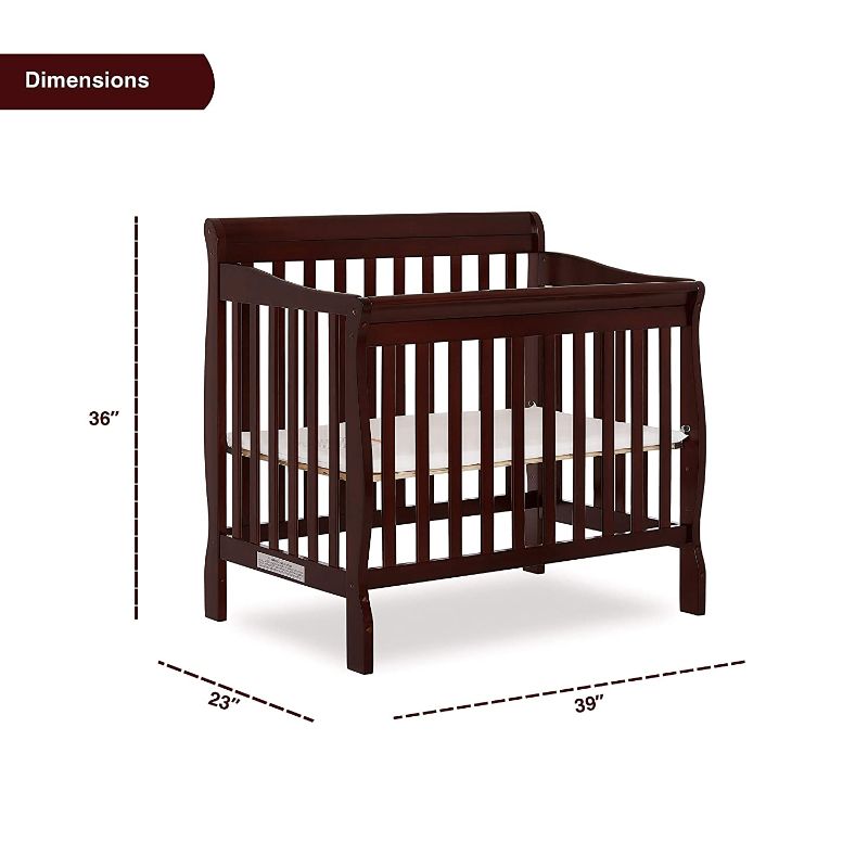 Photo 2 of Dream On Me Aden 4-in-1 Convertible Mini Crib in Espresso, Greenguard Gold Certified
