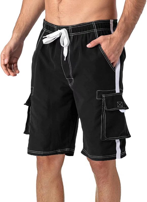 Photo 1 of  Men's Swim Trunks with Mesh Liner 4 Pockets Quick Dry Beachwear Swimuits Board Shorts- SIZE M 
