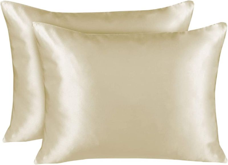 Photo 1 of  Satin Pillowcase for Hair – King Satin Pillowcase with Zipper, Champagne (Pillowcase Set of 2) – Blissford
