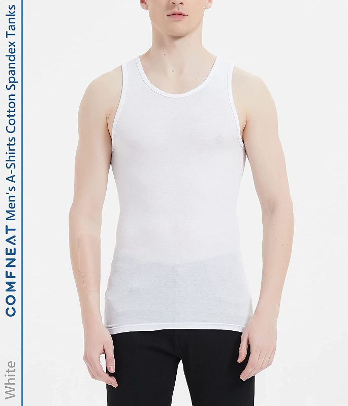 Photo 1 of Comfneat Men's 3-Pack A-Shirts Tight Fit Tank Tops Cotton Spandex Undershirts- SIZE M 
