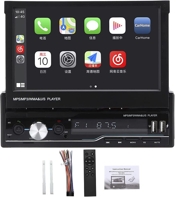 Photo 1 of Car Stereo Audio Bluetooth MP5 Player, 1 Din Car Stereo Radio Multimedia Navigation 7in Telescopic Folding Screen for Carplay
