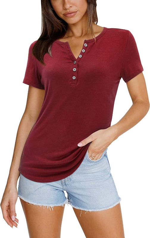 Photo 1 of  Womens Long Sleeve V-Neck Button Casual Tops Blouse T Shirt- SIZE S 
