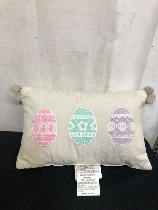 Photo 2 of Easter Egg Throw Pillow Pastel Eggs 16" X 10" Brand New 2022 Limited Edition
