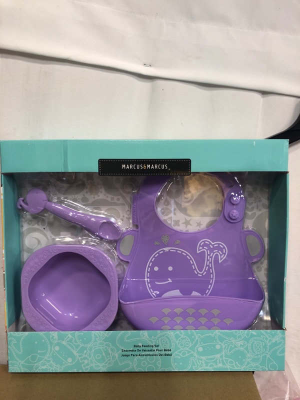 Photo 2 of Baby Silicone Feeding Set, Masher Spoon and Bowl and Baby Bib, BPA & Phthalate Free, 6 Month+
