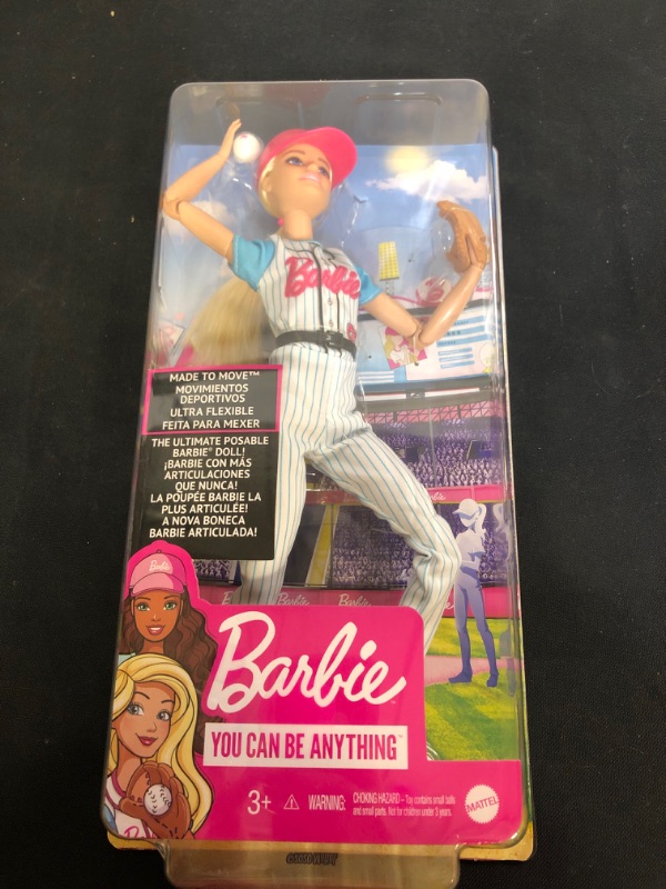 Photo 2 of Barbie Made to Move Baseball Player Doll with Baseball & Mitt Doll Playset
