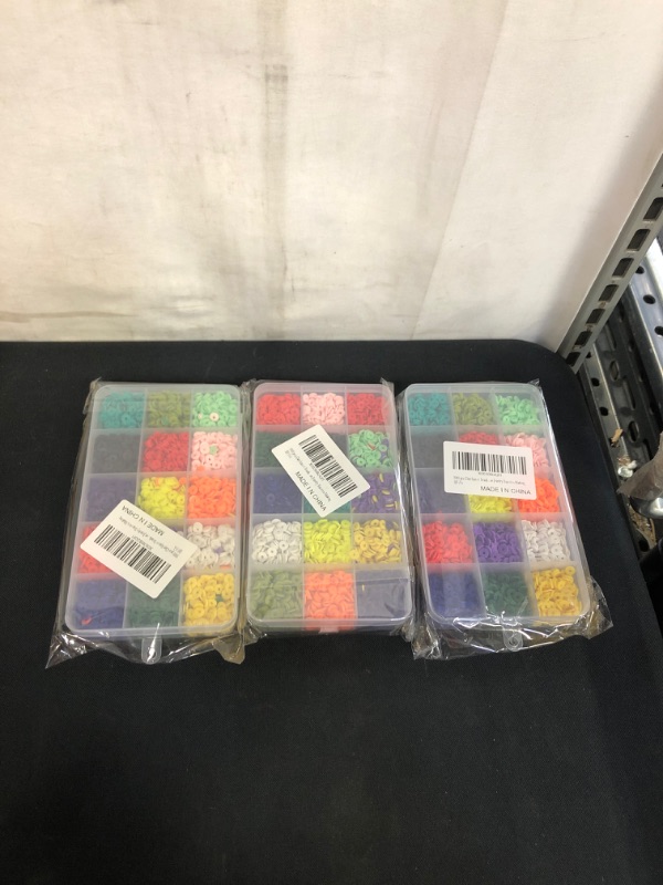 Photo 2 of 3000 pcs Clay Spacer Beads kit Flat Round heishi Beads for Jewelry Bracelets Making
 3 COUNT 