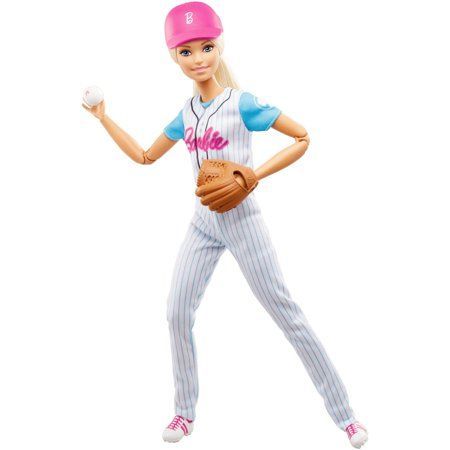 Photo 2 of 2PC LOT, Barbie Made to Move Baseball Player Doll with Baseball & Mitt Doll Playset, Barbie Made to Move Soccer Player Doll Ultra Flexibility & Soccer Ball
