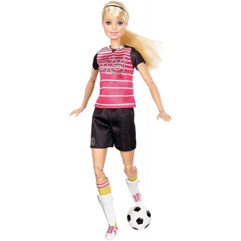 Photo 2 of 2PC LOT, Barbie Made to Move Basketball Player Doll Brunette, Barbie Made to Move Soccer Player Doll Ultra Flexibility & Soccer Ball