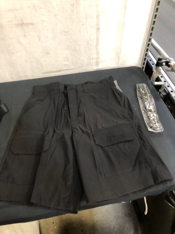 Photo 1 of MENS BLACK FRONT POCKET SHORTS, WITH BELT SIZE 32