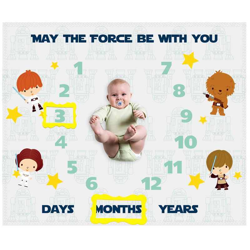 Photo 1 of Baby Monthly Milestone Blanket for Baby Photo Taken | May The Force Be with You Baby Blanket for Kids
