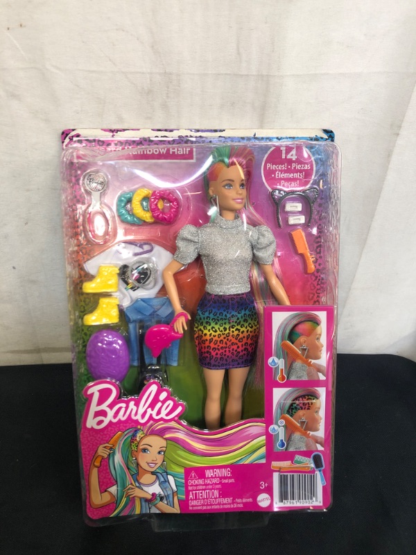 Photo 2 of Barbie Leopard Rainbow Hair Doll - Rainbow Skirt
