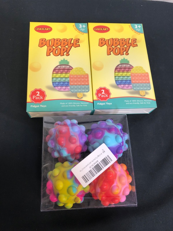Photo 3 of 3PC LOT, Oakkart Push Pop Fidget Toy 2 Pack it Bubble Popping Sensory Toys Silicone fidget poppers Game Rainbow Icecream Pop its Pineapple 2 Pack for Boys Girls Autism 2 COUNT, Looteeay Pop Ball, 3D Stress Balls Fidget Toys, 2 Packs Squishy Push Bubble Po