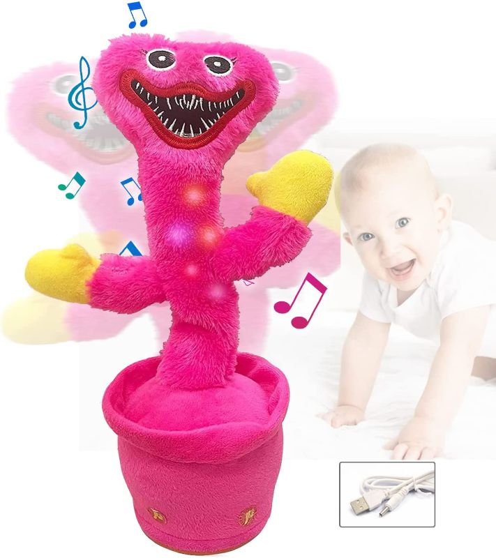 Photo 1 of 2022 New Talking Dancing Cactus Huggy wuggy Toy,Talking Repeat Singing Electric Dancing Cactus Huggy wuggy Plush,120 Pcs Songs for Baby 15S Record Your Sound Sing+Repeat+Dancing+Recording+LED(Pink)
