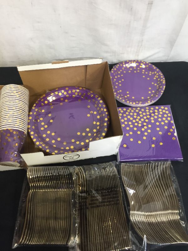 Photo 4 of 175 pieces fancy disposable party paper dinnerware
