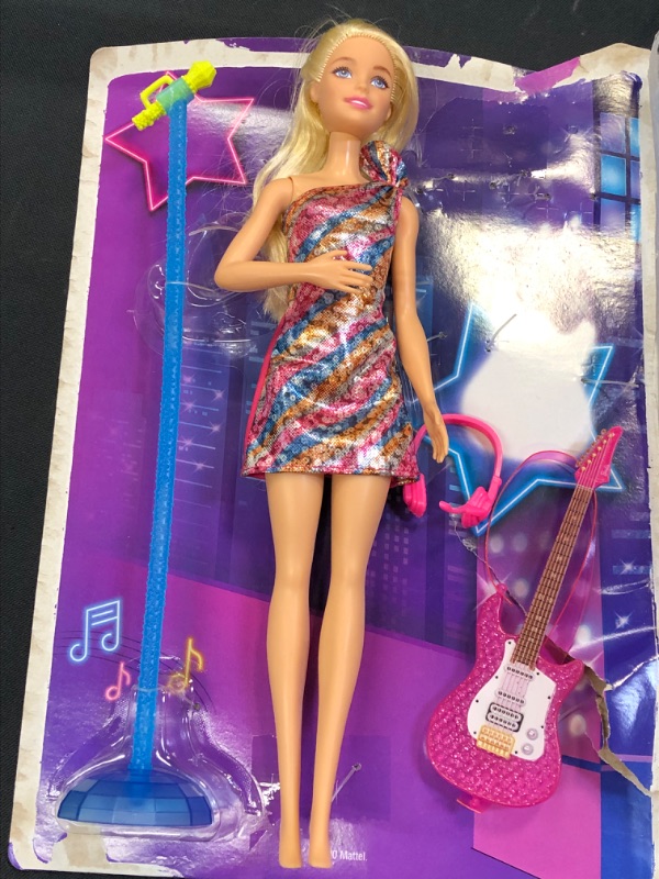 Photo 2 of Barbie: Big City, Big Dreams Singing Barbie “Malibu” Roberts Doll (11.5-in Blonde) with Music, Light-Up Feature, Microphone & Accessories, Gift for 3 to 7 Year Olds BOX OPENED 
