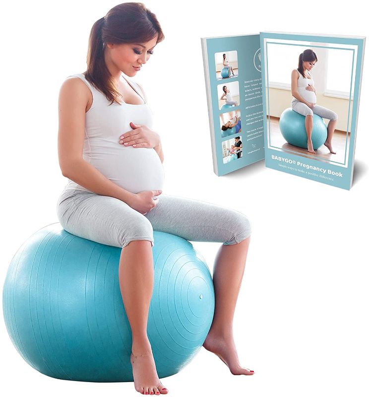 Photo 1 of BABYGO Birthing Ball Pregnancy Maternity Labor & Yoga Ball + Our 100 Page Pregnancy Book, Exercise, Birth & Recovery Plan, Anti-Burst Eco Friendly Material 65cm 75cm Includes Pump
