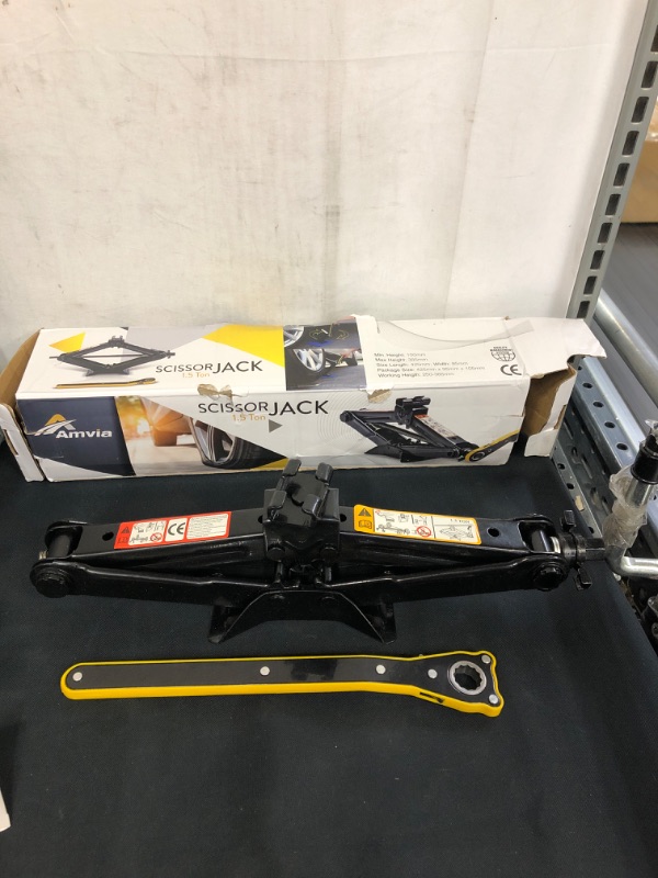 Photo 2 of Amvia Scissor Jack for Car - 1.5 Ton (3,300 lbs) | Car Jack Kit - Tire Jack | Portable, Ideal for SUV and Auto - Smart Mechanism with Ratchet | Heavy Duty Material
